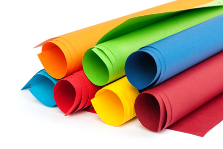 Rolls of colour paper